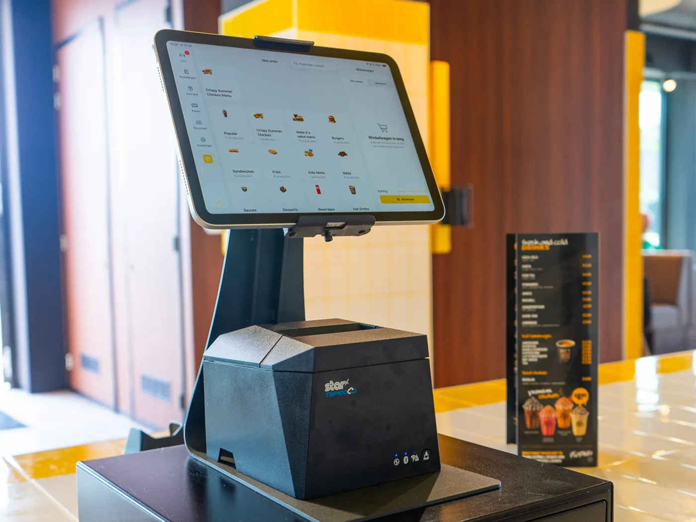 Onesix POS with receipt printer and cash drawer at the counter at Fat Phill's