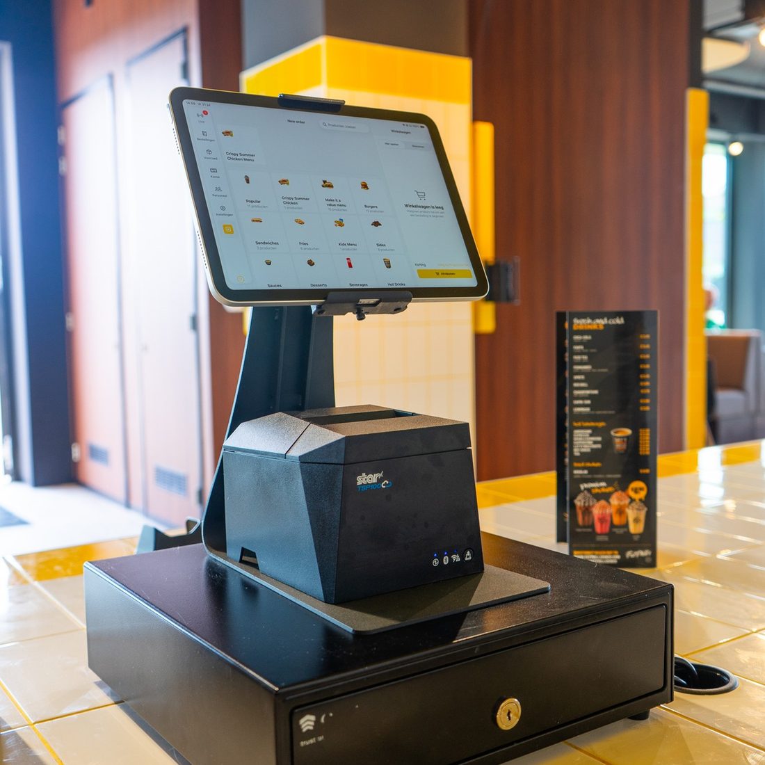 Onesix POS with receipt printer and cash drawer at Fat Phill’s
