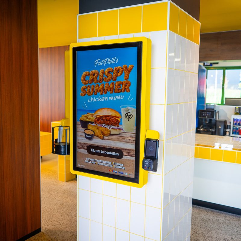 Wall-mounted Onesix Kiosk at Fat Phill’s